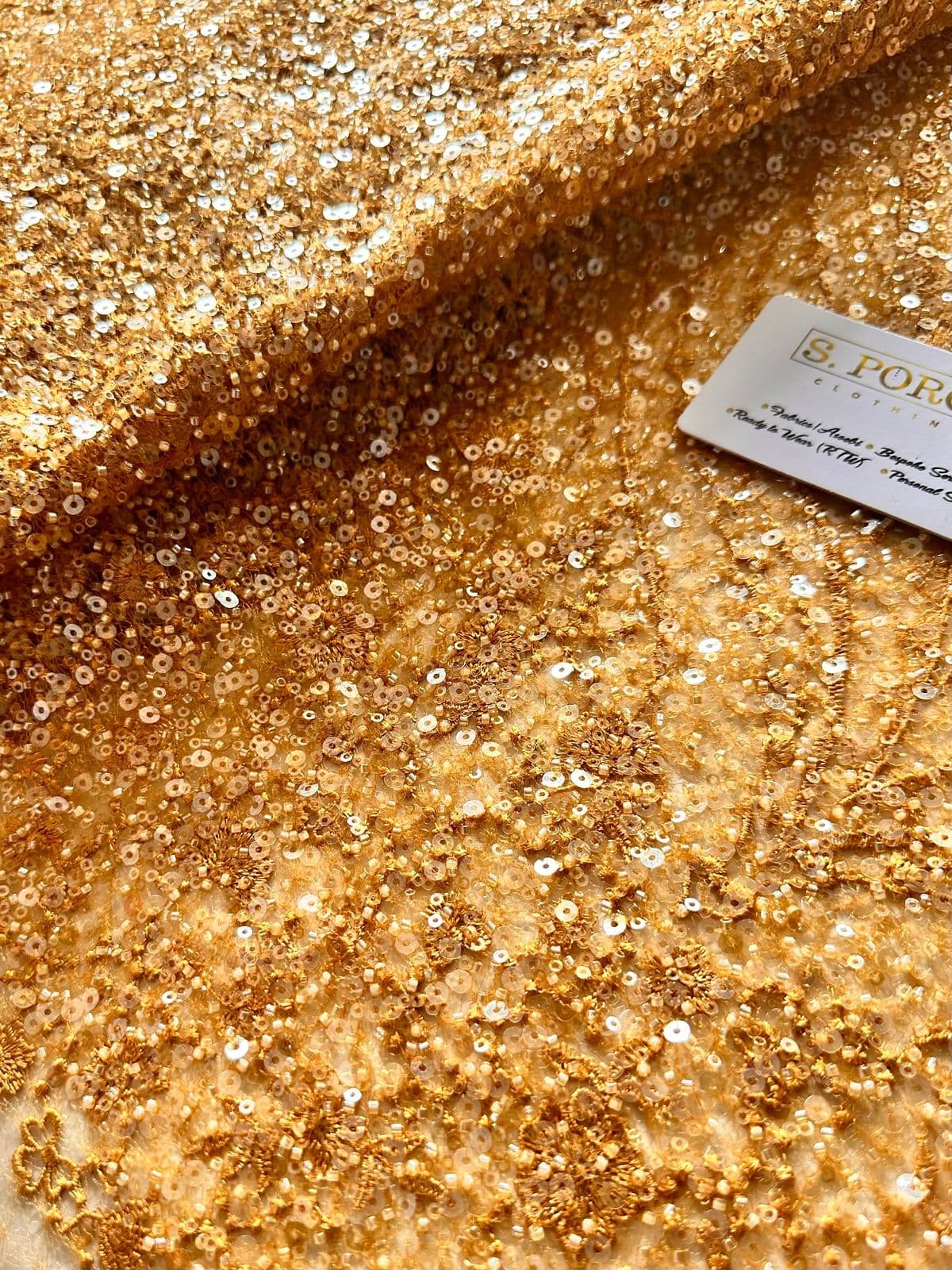 Yet Lace Gold Beaded fabric